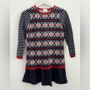 Hanna Andersson girls size 130 fair isle sweater dress navy rust size 8 Holiday